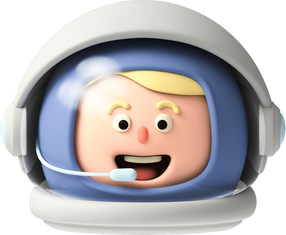 3D Astronaut Head White Suit White Skinned Person