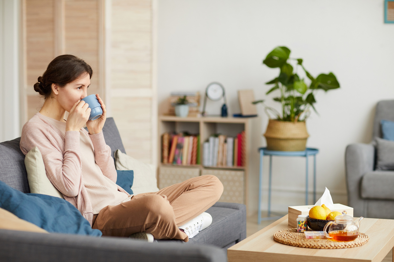 Woman resting at home